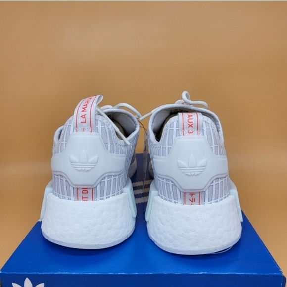 New Adidas NMD_R1 Cloud White Solar Red Men\'s Running Shoes Size 10.5